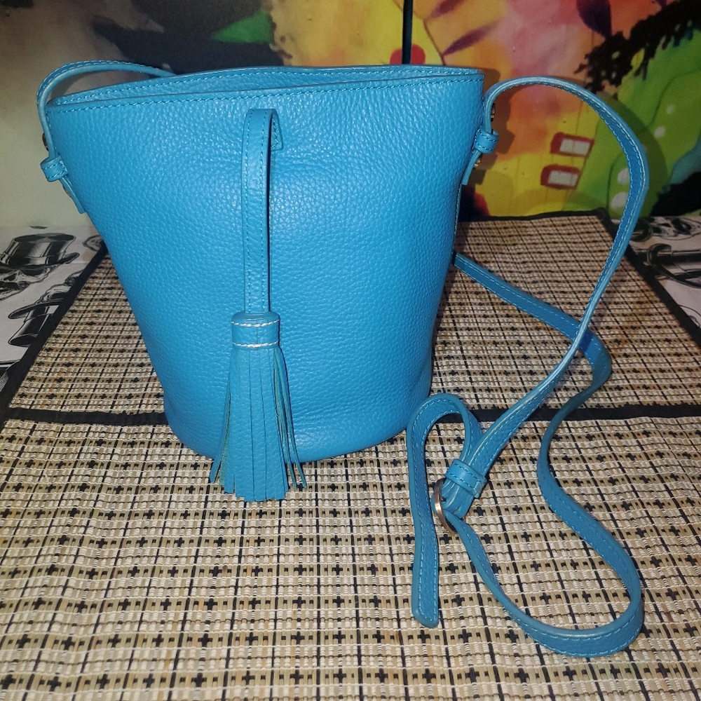 Boden Crossbody Tassel Bucket Pouch Bag